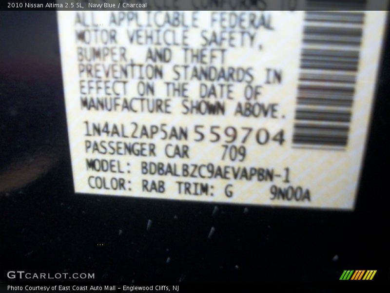 Navy Blue / Charcoal 2010 Nissan Altima 2.5 SL