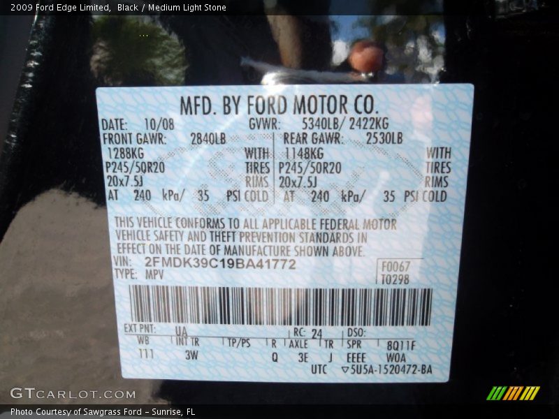 Black / Medium Light Stone 2009 Ford Edge Limited