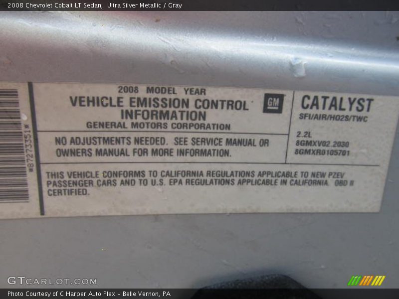 Ultra Silver Metallic / Gray 2008 Chevrolet Cobalt LT Sedan