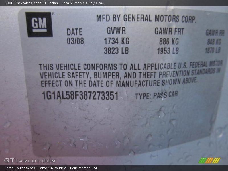Ultra Silver Metallic / Gray 2008 Chevrolet Cobalt LT Sedan