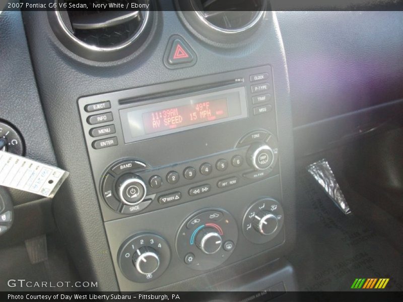 Ivory White / Ebony 2007 Pontiac G6 V6 Sedan