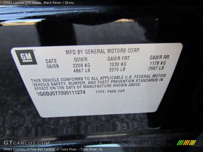 Black Raven / Ebony 2009 Cadillac CTS Sedan