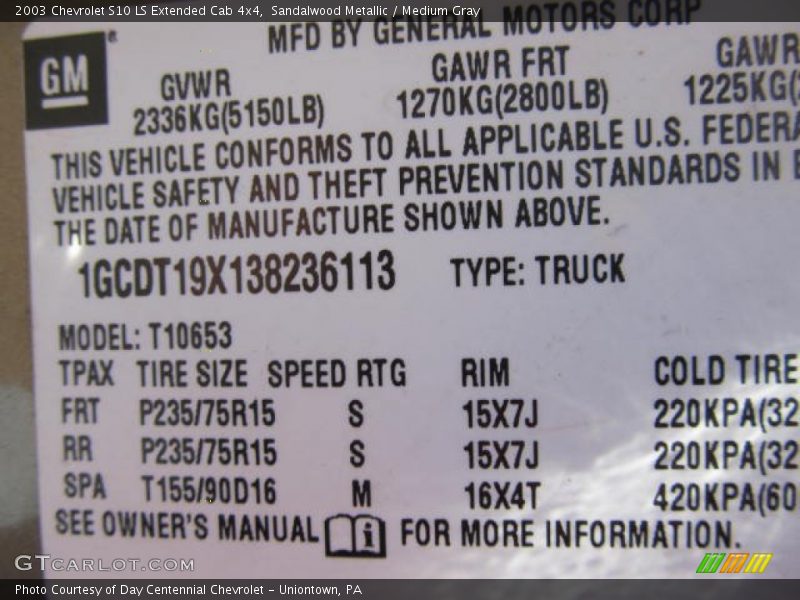 Sandalwood Metallic / Medium Gray 2003 Chevrolet S10 LS Extended Cab 4x4