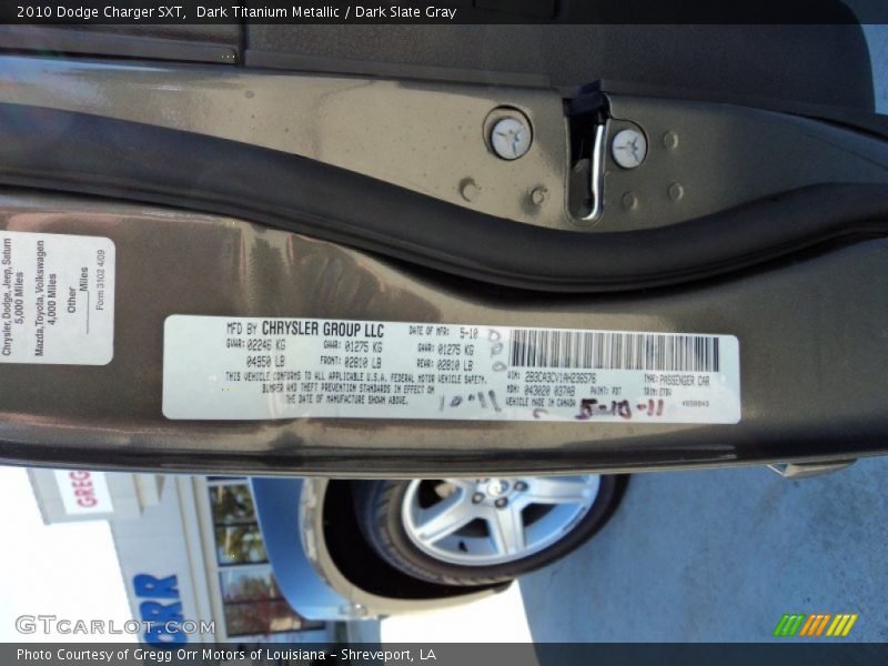 Dark Titanium Metallic / Dark Slate Gray 2010 Dodge Charger SXT