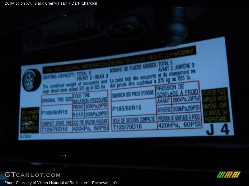 Black Cherry Pearl / Dark Charcoal 2004 Scion xA