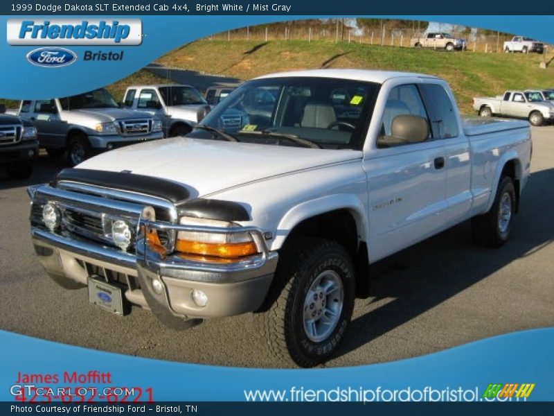 Bright White / Mist Gray 1999 Dodge Dakota SLT Extended Cab 4x4