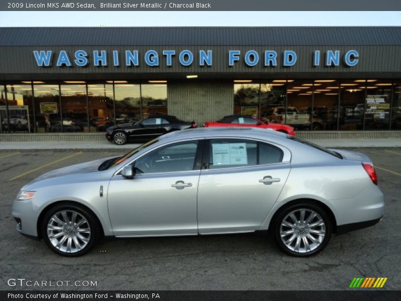 Brilliant Silver Metallic / Charcoal Black 2009 Lincoln MKS AWD Sedan