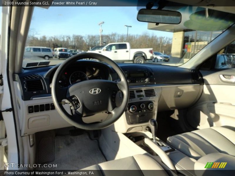 Powder White Pearl / Gray 2008 Hyundai Sonata GLS