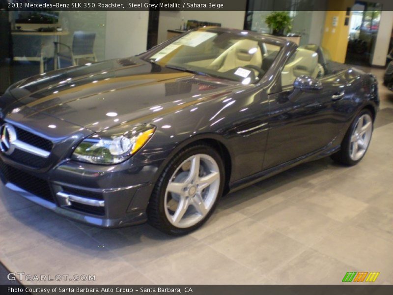 Steel Grey Metallic / Sahara Beige 2012 Mercedes-Benz SLK 350 Roadster