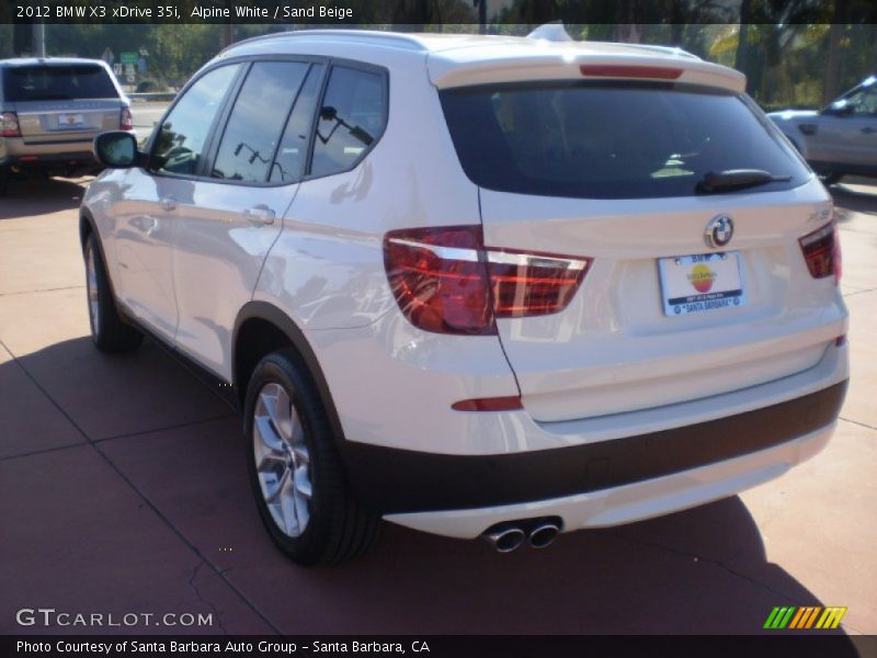 Alpine White / Sand Beige 2012 BMW X3 xDrive 35i