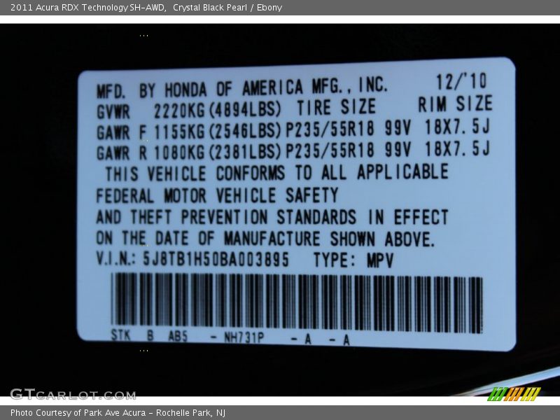 NH731 - 2011 Acura RDX Technology SH-AWD