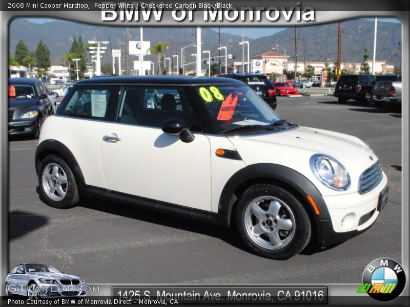 Pepper White / Checkered Carbon Black/Black 2008 Mini Cooper Hardtop