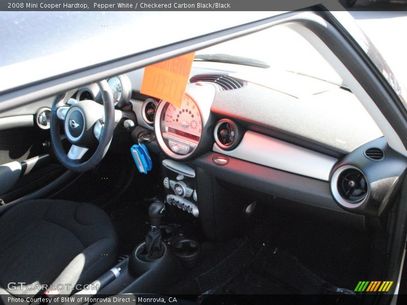 Pepper White / Checkered Carbon Black/Black 2008 Mini Cooper Hardtop