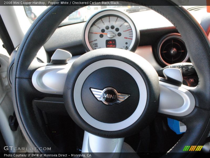 Pepper White / Checkered Carbon Black/Black 2008 Mini Cooper Hardtop
