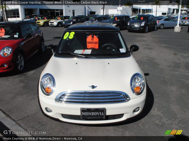 Pepper White / Checkered Carbon Black/Black 2008 Mini Cooper Hardtop