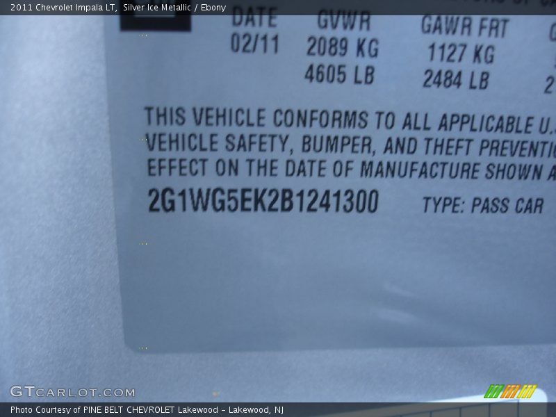 Silver Ice Metallic / Ebony 2011 Chevrolet Impala LT
