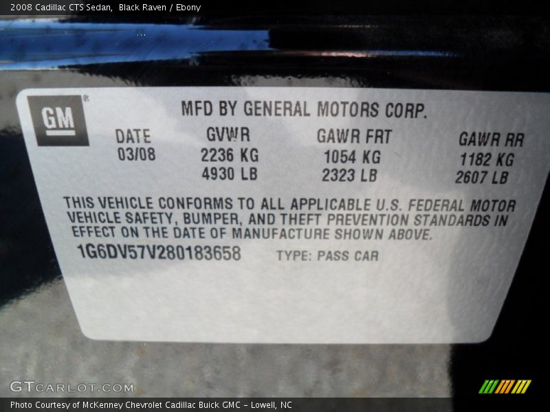 Black Raven / Ebony 2008 Cadillac CTS Sedan
