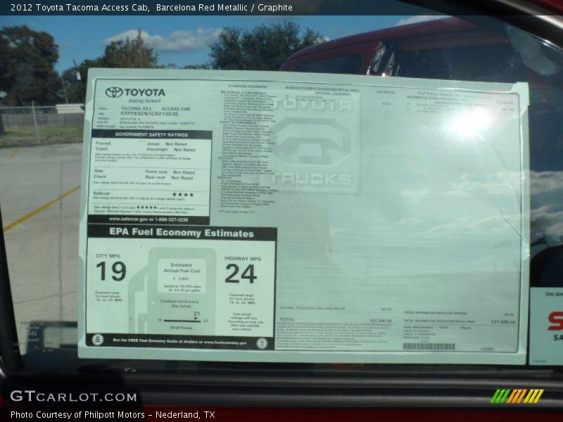  2012 Tacoma Access Cab Window Sticker