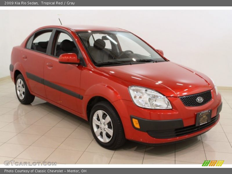 Tropical Red / Gray 2009 Kia Rio Sedan