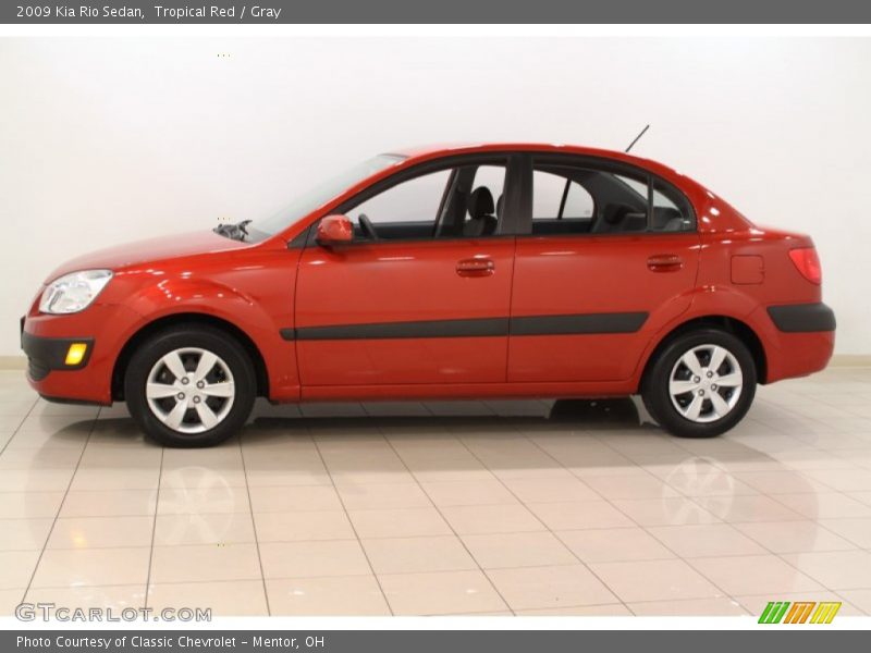Tropical Red / Gray 2009 Kia Rio Sedan