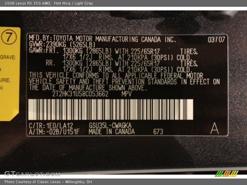 Flint Mica / Light Gray 2008 Lexus RX 350 AWD