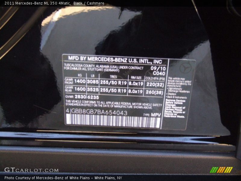 Black / Cashmere 2011 Mercedes-Benz ML 350 4Matic