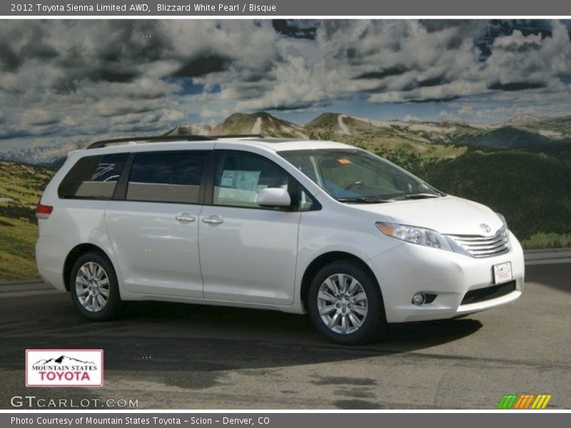 Blizzard White Pearl / Bisque 2012 Toyota Sienna Limited AWD