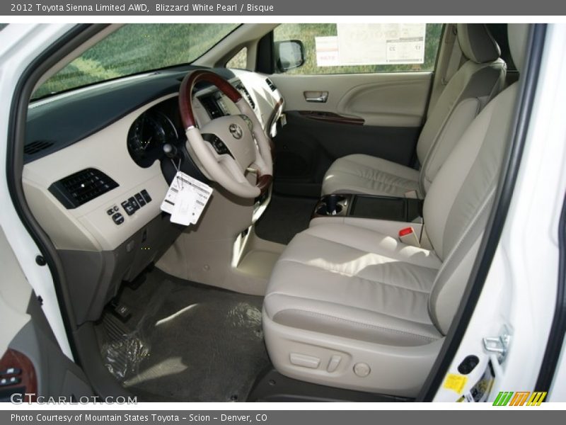 Blizzard White Pearl / Bisque 2012 Toyota Sienna Limited AWD