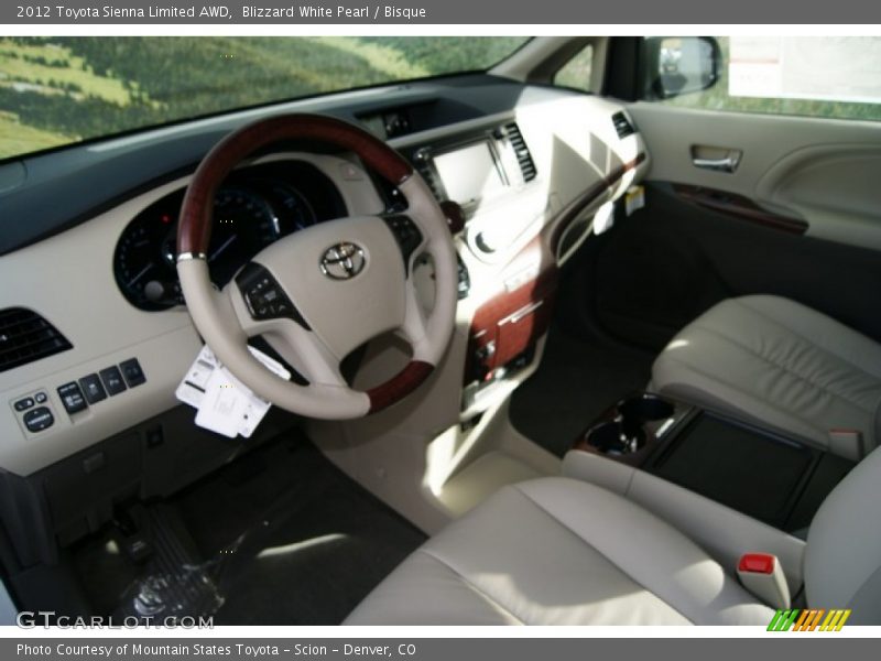 Blizzard White Pearl / Bisque 2012 Toyota Sienna Limited AWD