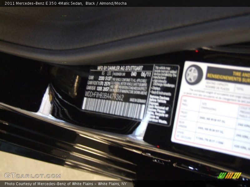Black / Almond/Mocha 2011 Mercedes-Benz E 350 4Matic Sedan