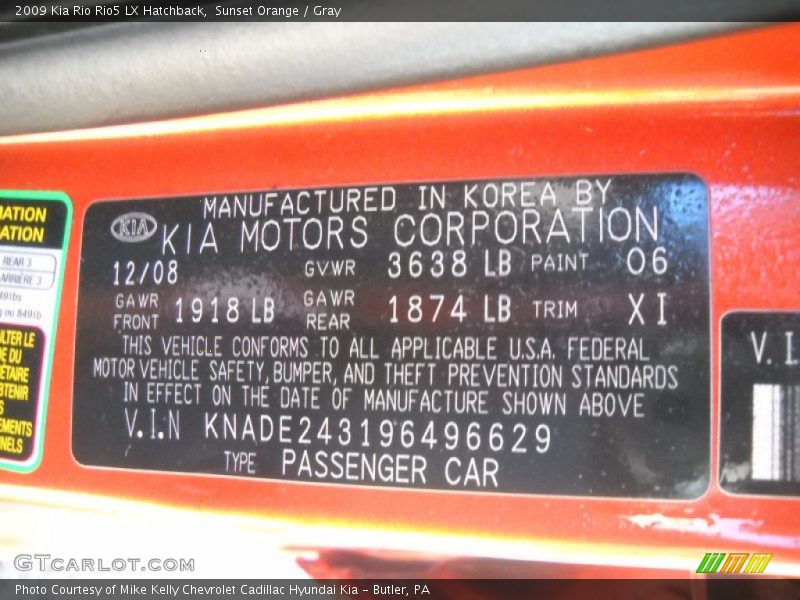 Sunset Orange / Gray 2009 Kia Rio Rio5 LX Hatchback