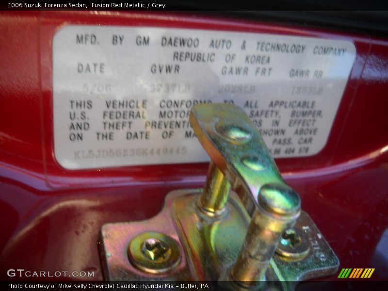 Fusion Red Metallic / Grey 2006 Suzuki Forenza Sedan