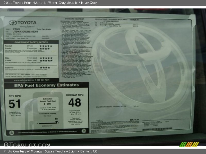 Winter Gray Metallic / Misty Gray 2011 Toyota Prius Hybrid II