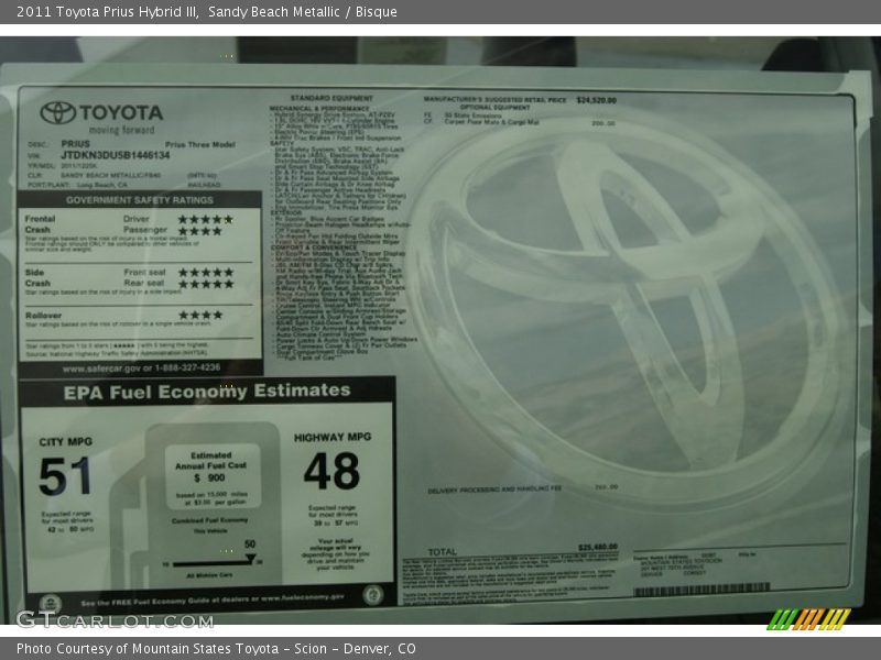 Sandy Beach Metallic / Bisque 2011 Toyota Prius Hybrid III