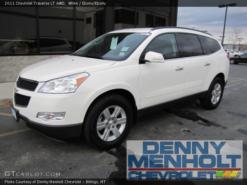 White / Ebony/Ebony 2011 Chevrolet Traverse LT AWD