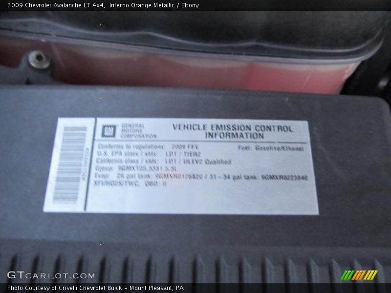 Inferno Orange Metallic / Ebony 2009 Chevrolet Avalanche LT 4x4