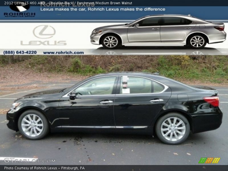 Obsidian Black / Parchment/Medium Brown Walnut 2012 Lexus LS 460 AWD