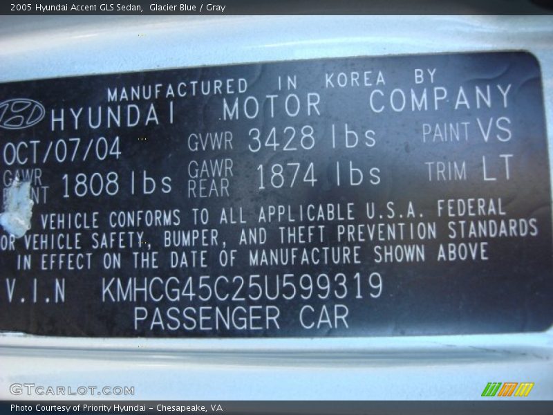Glacier Blue / Gray 2005 Hyundai Accent GLS Sedan