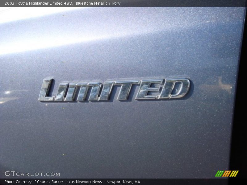 Bluestone Metallic / Ivory 2003 Toyota Highlander Limited 4WD