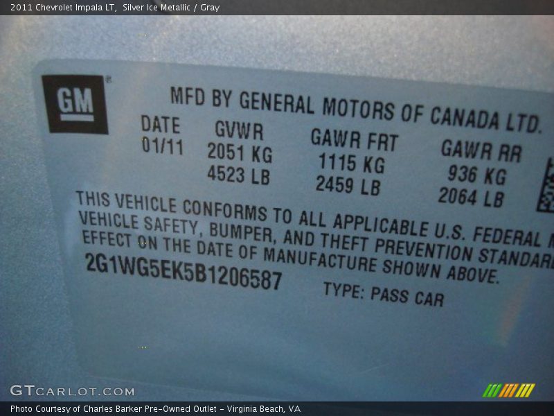Silver Ice Metallic / Gray 2011 Chevrolet Impala LT