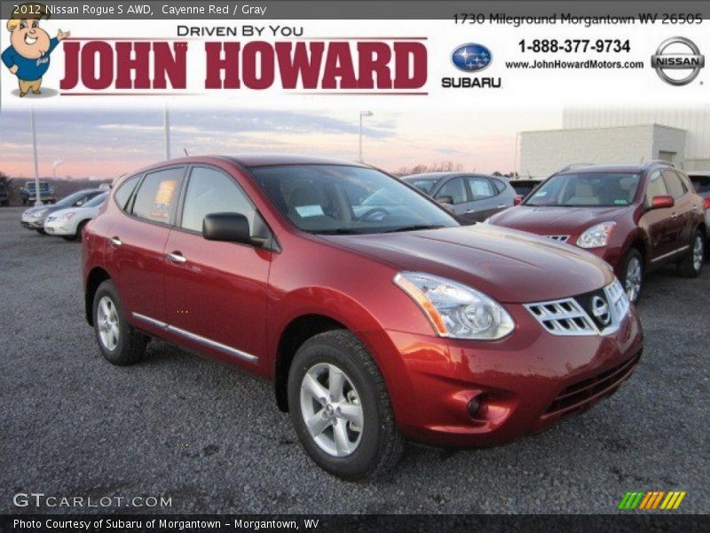 Cayenne Red / Gray 2012 Nissan Rogue S AWD