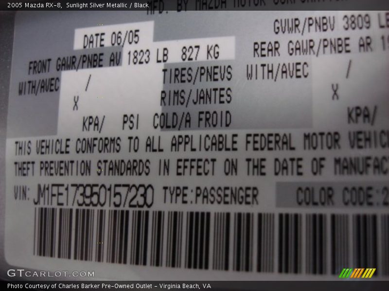 Sunlight Silver Metallic / Black 2005 Mazda RX-8
