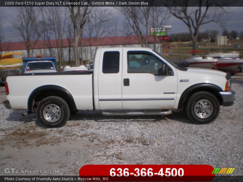 Oxford White / Dark Denim Blue 2000 Ford F250 Super Duty XLT Extended Cab