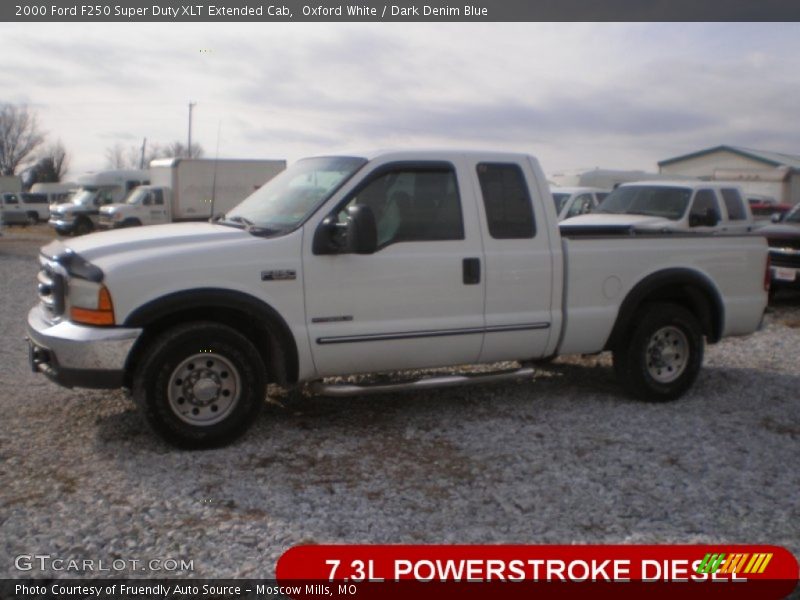 Oxford White / Dark Denim Blue 2000 Ford F250 Super Duty XLT Extended Cab