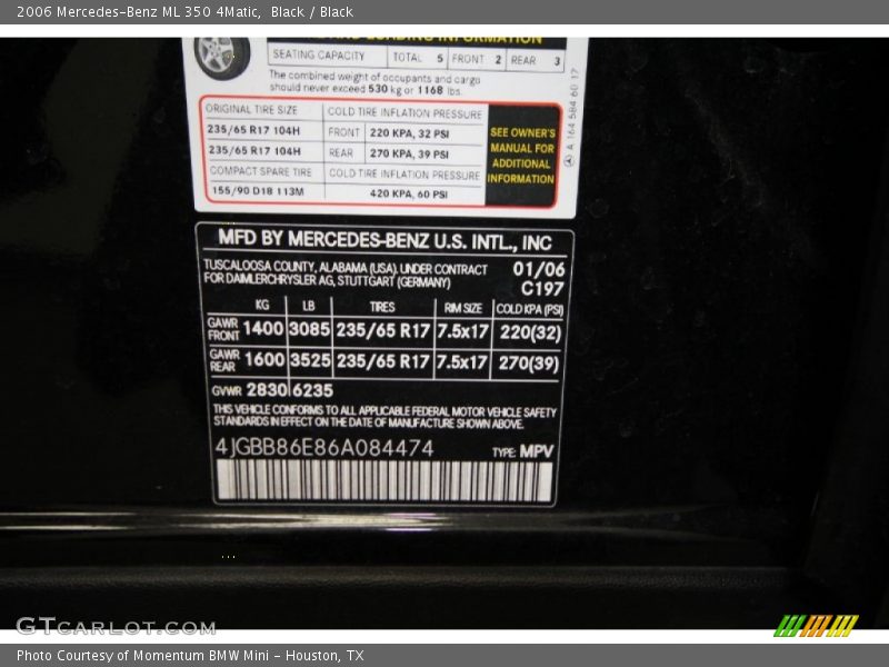 Black / Black 2006 Mercedes-Benz ML 350 4Matic