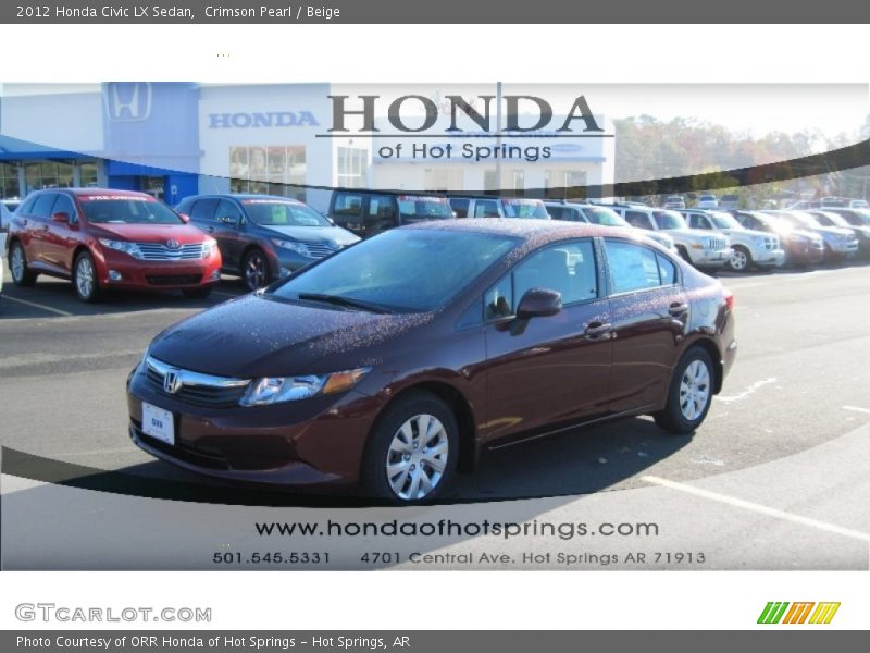 Crimson Pearl / Beige 2012 Honda Civic LX Sedan