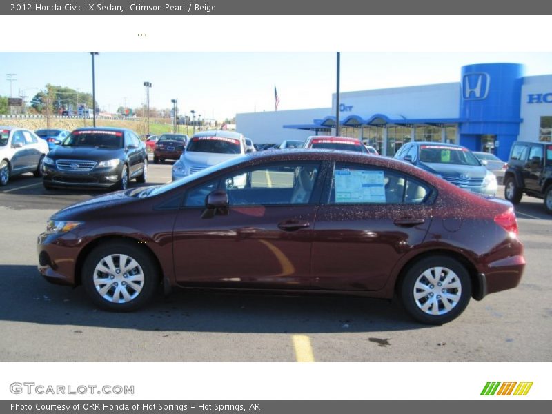 Crimson Pearl / Beige 2012 Honda Civic LX Sedan