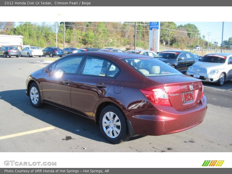 Crimson Pearl / Beige 2012 Honda Civic LX Sedan