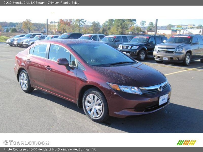 Crimson Pearl / Beige 2012 Honda Civic LX Sedan