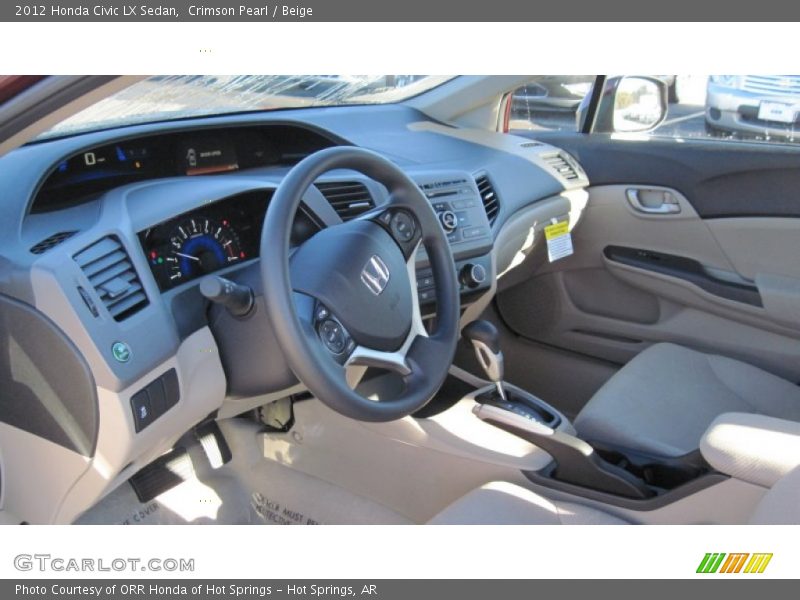 Crimson Pearl / Beige 2012 Honda Civic LX Sedan